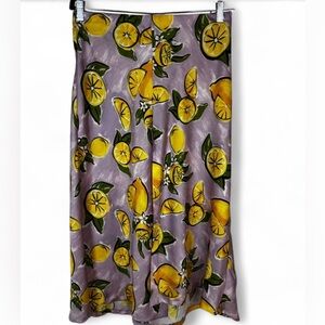 Zara Lemon Print Midi Skirt